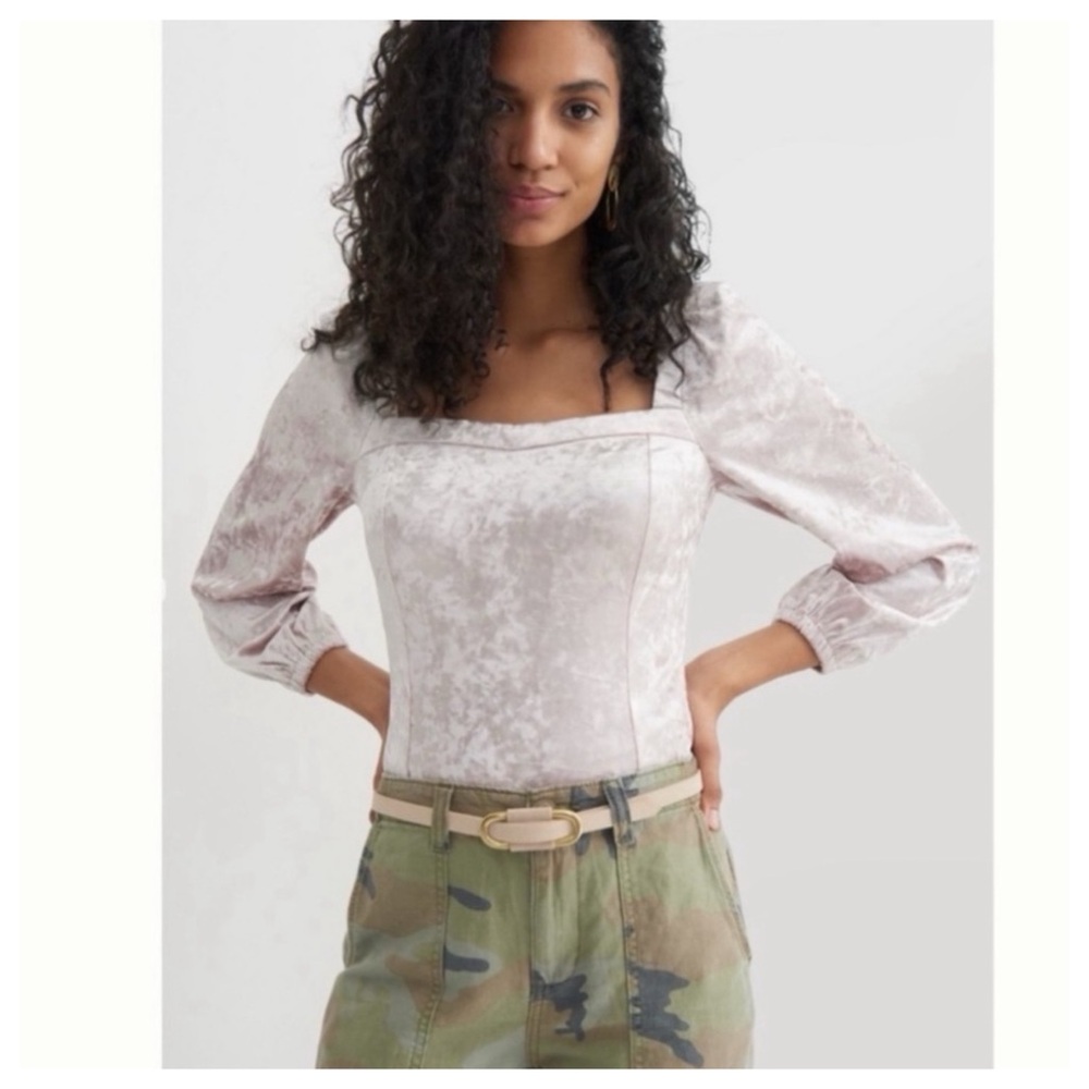 NWT Antropologie Jessima Fitted Elegant Velvet Long Sleeve Top, L - Picture 10 of 12
